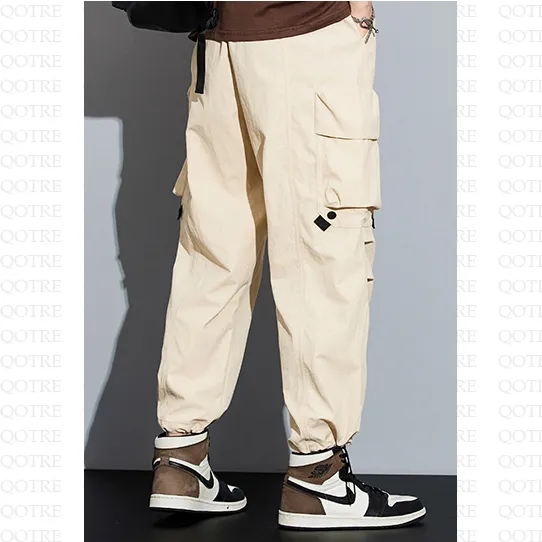 Wide Leg Elasticity Straight Leg Trendy Pocket Waterproof Versatile Cargo Pants