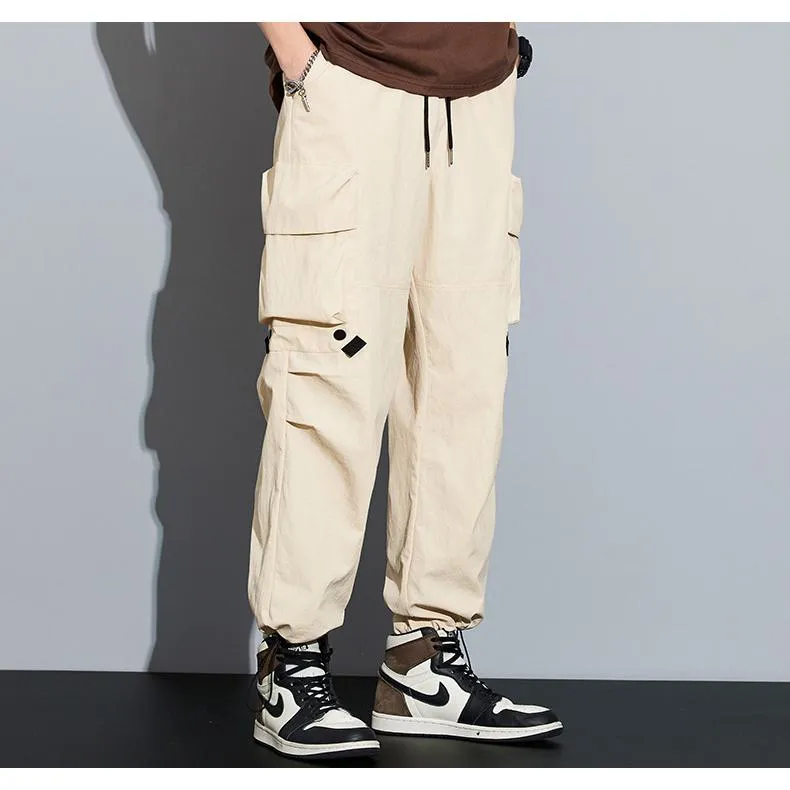 Wide Leg Elasticity Straight Leg Trendy Pocket Waterproof Versatile Cargo Pants