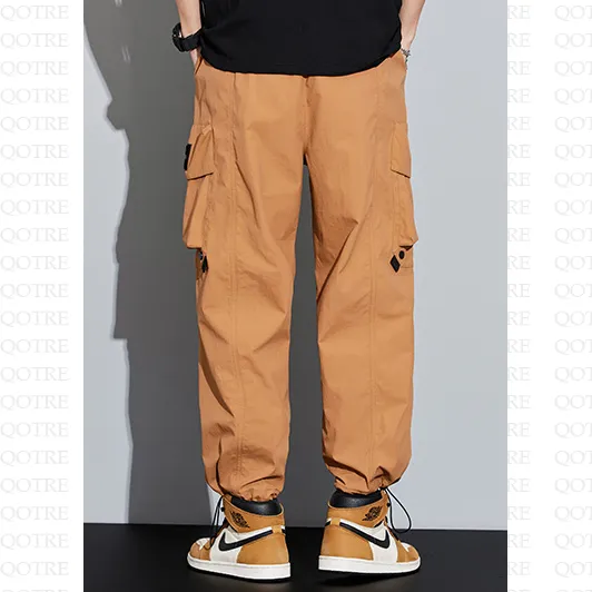 Wide Leg Elasticity Straight Leg Trendy Pocket Waterproof Versatile Cargo Pants