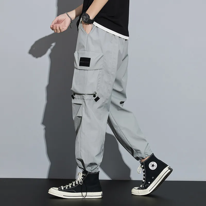 Wide Leg Elasticity Straight Leg Trendy Pocket Waterproof Versatile Cargo Pants