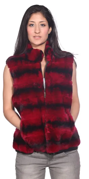 Wilda Leather Lexington Red Rex Rabbit Fur Vest