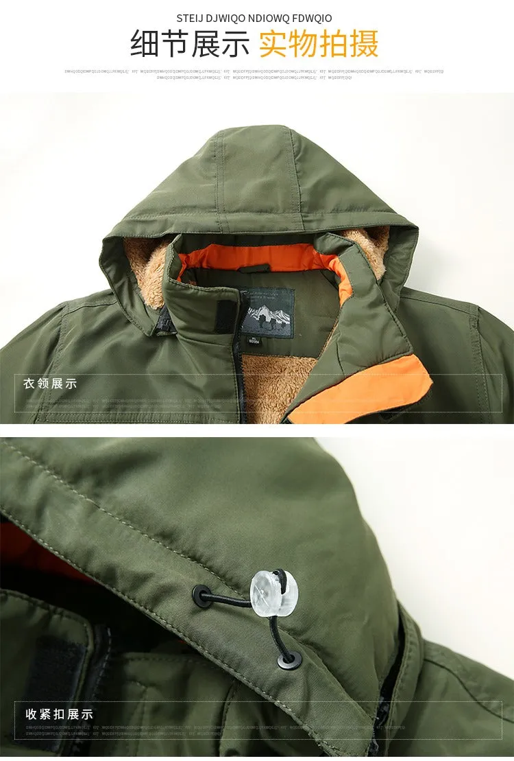 Winter Puffer Jacket Plaid Cotton Military Combat Outdoor Tactical Hooded Parka Coat | 086