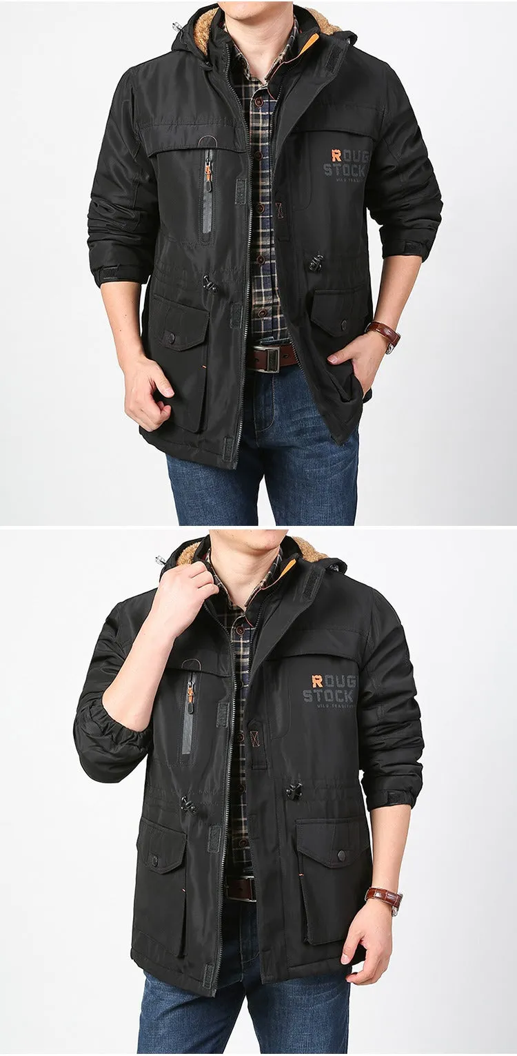 Winter Puffer Jacket Plaid Cotton Military Combat Outdoor Tactical Hooded Parka Coat | 086