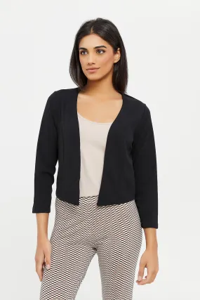 Women Black Cropped Jacket