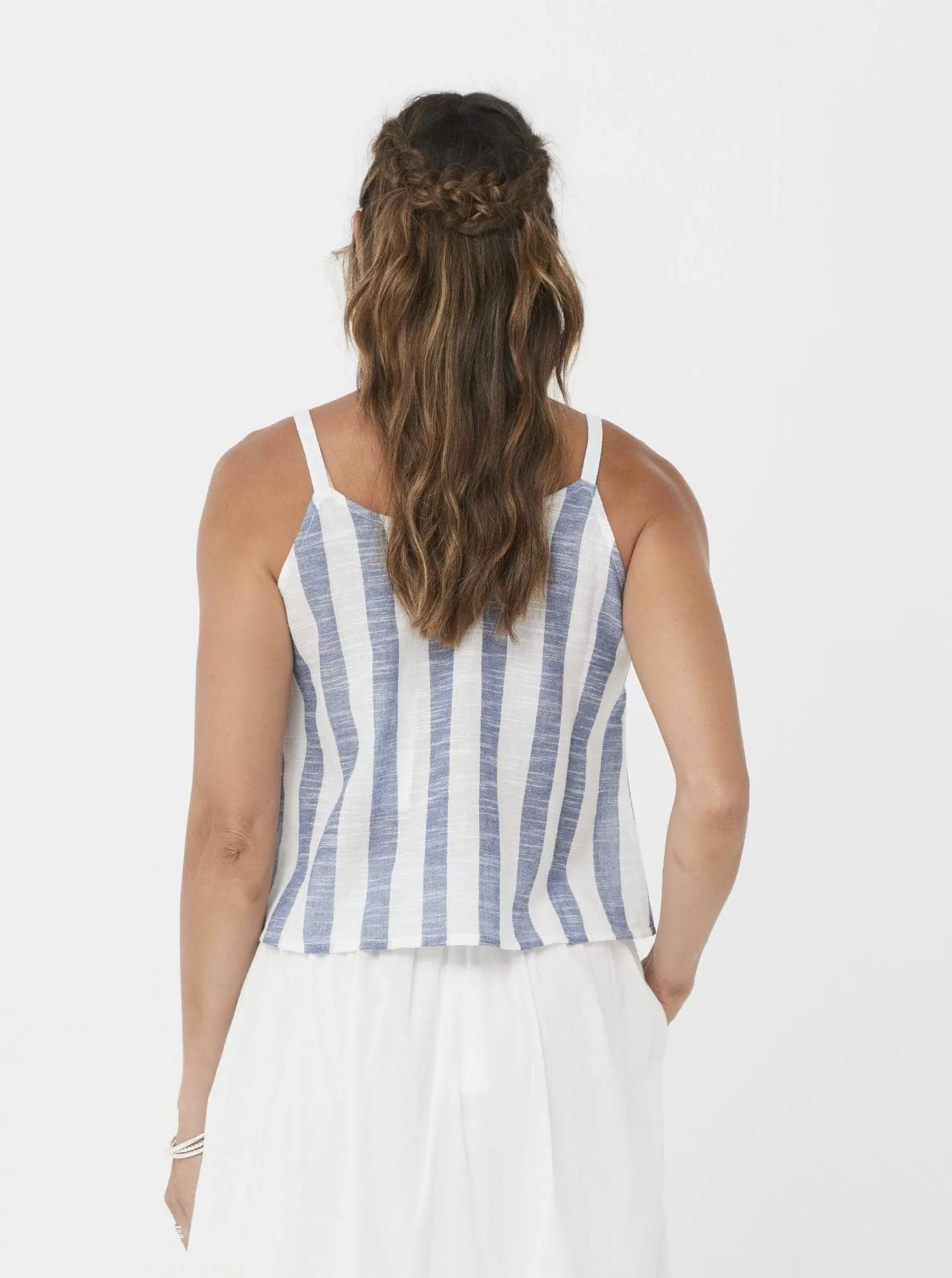 Women Singlet - Blue Stripe/Cotton Adelaide