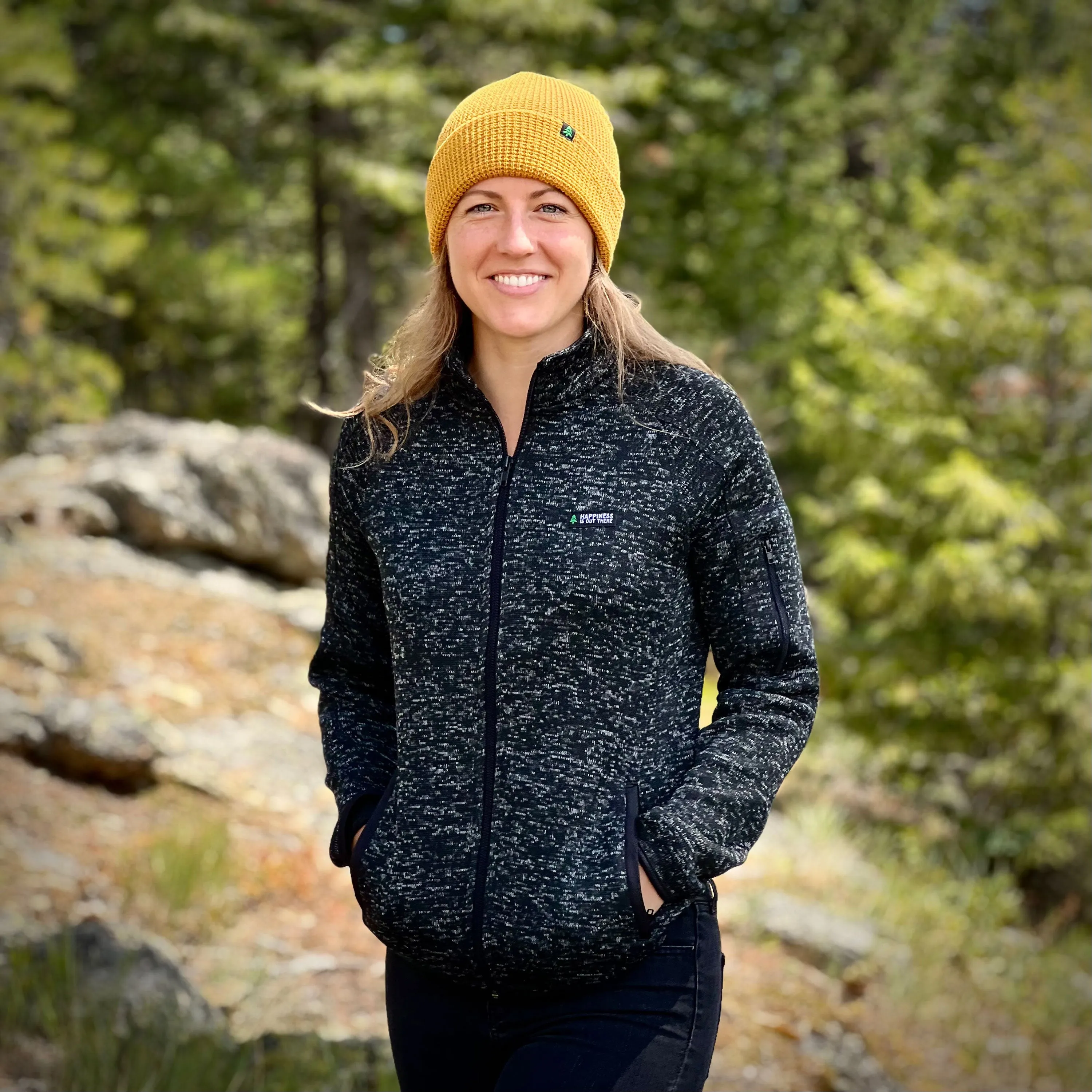 Women's Alpine Knit Full Zip Jacket w / Happiness Is Out There Label