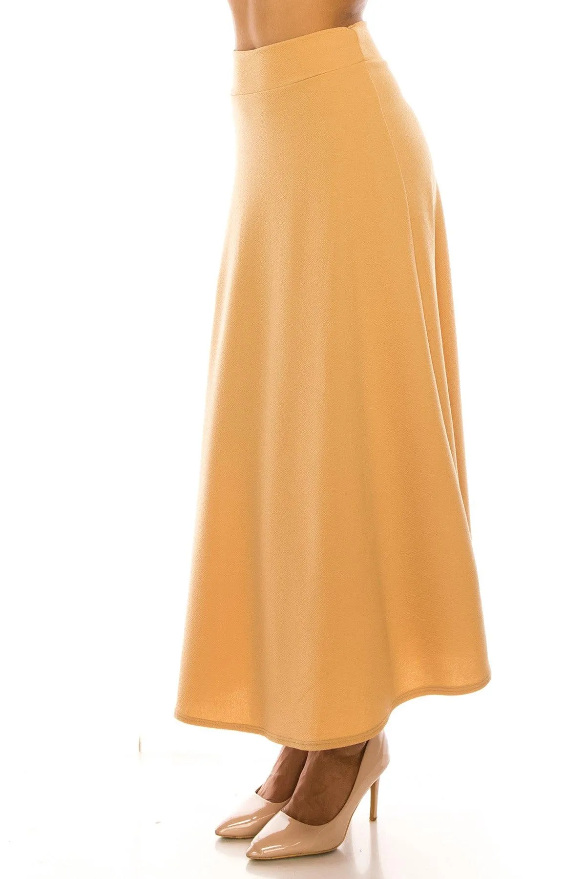 Women's Casual Solid Flare A-line Long Skirt