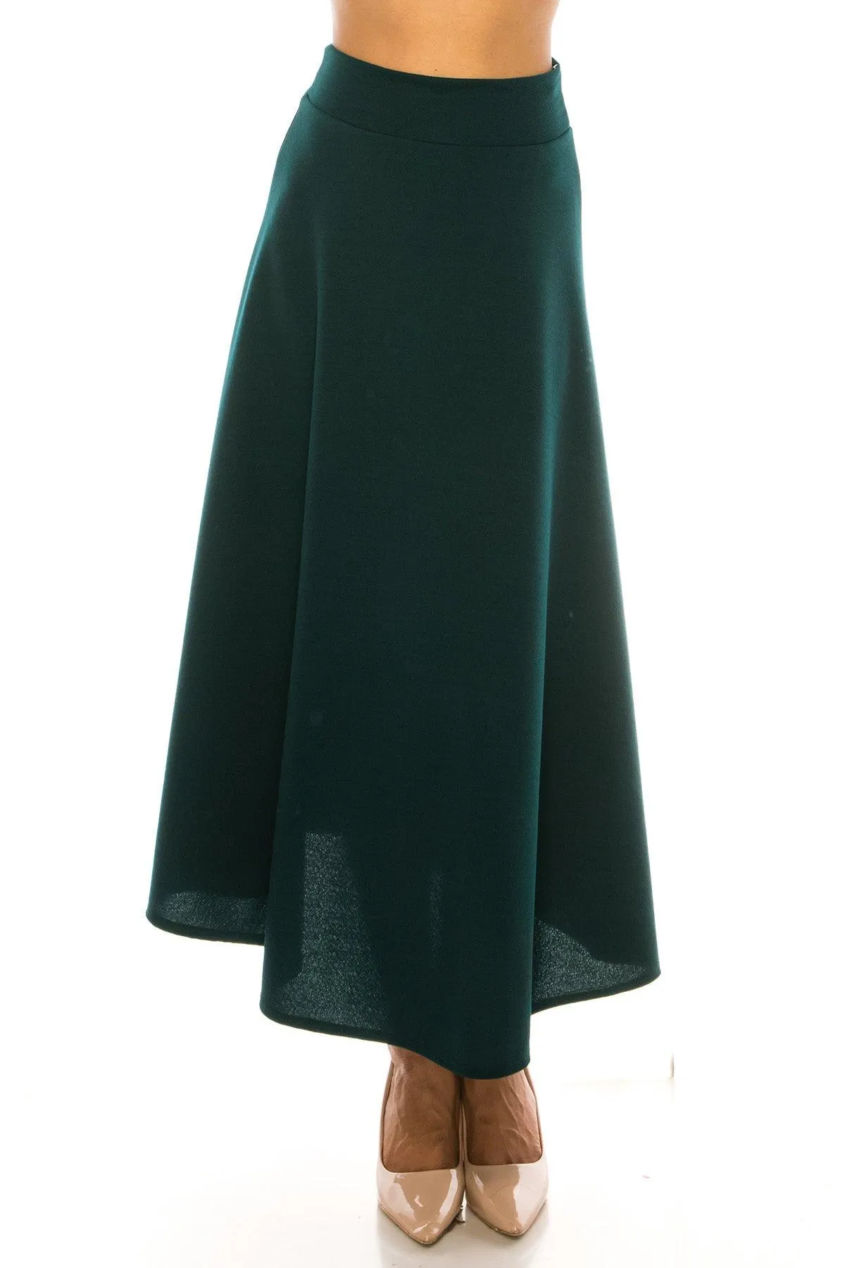 Women's Casual Solid Flare A-line Long Skirt