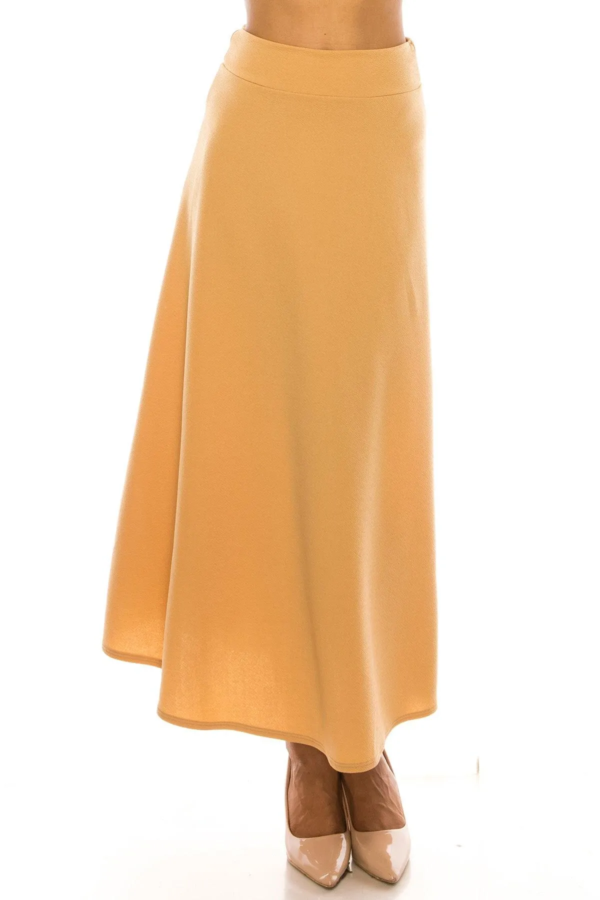 Women's Casual Solid Flare A-line Long Skirt