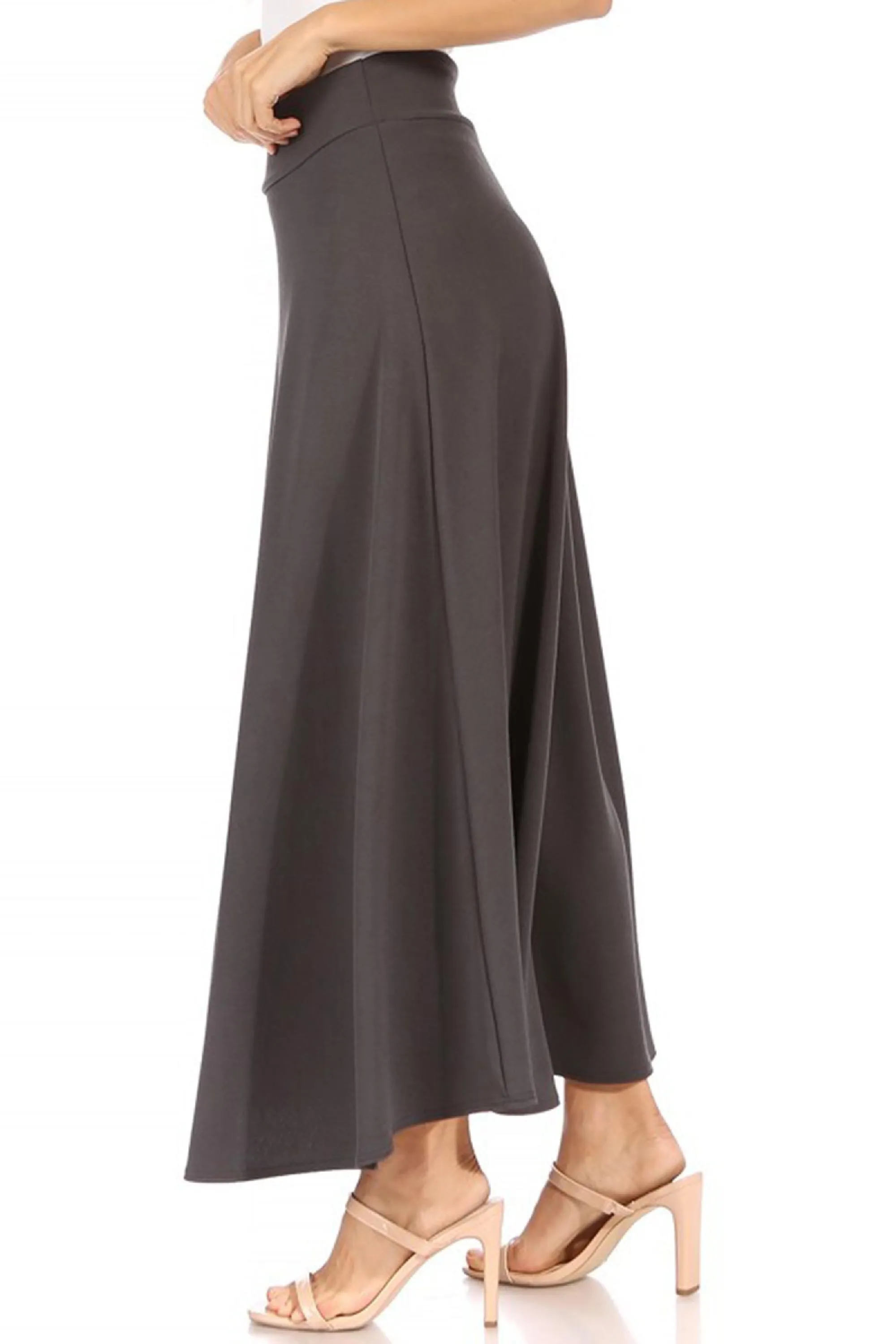 Women's Casual Solid Flare A-line Long Skirt