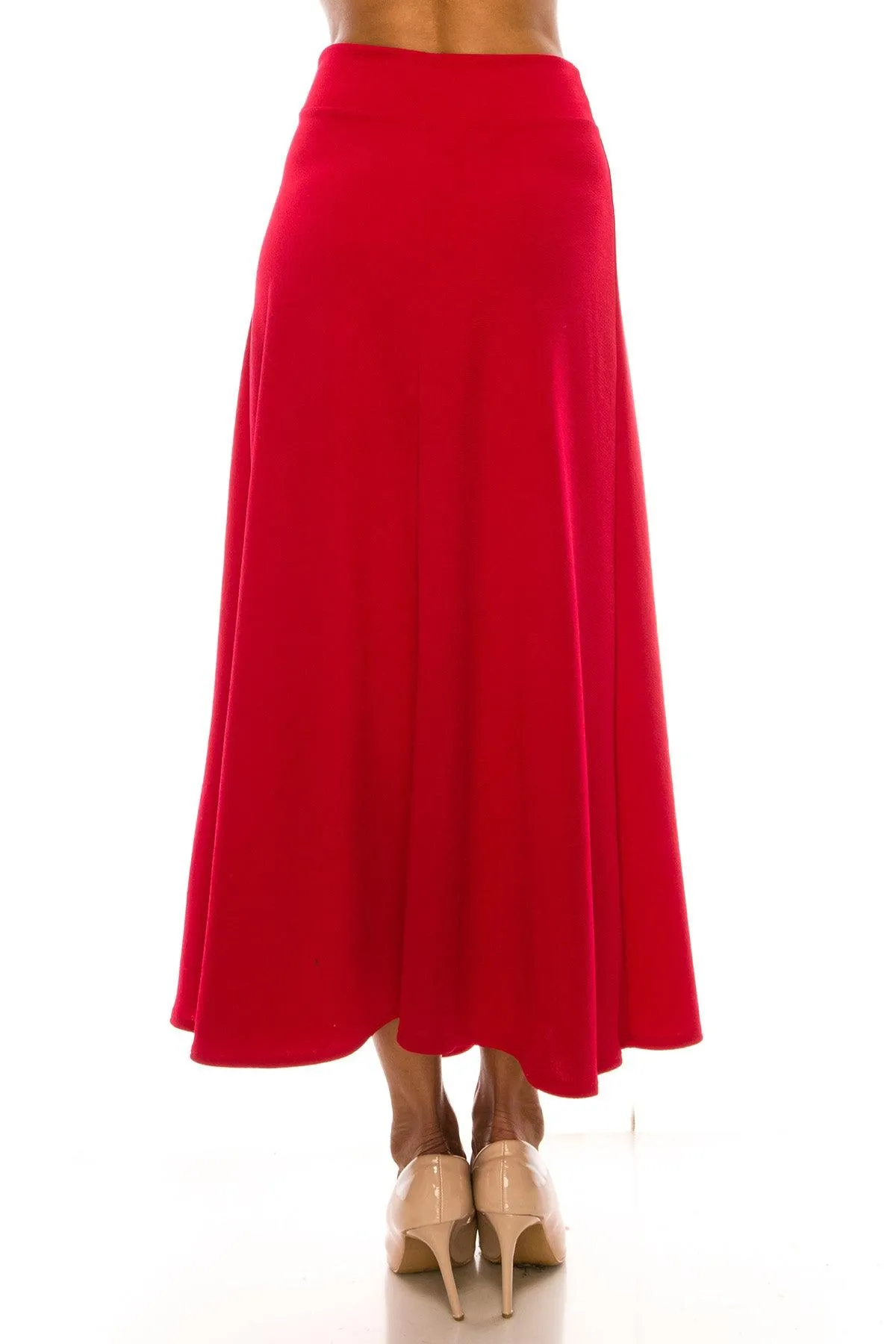 Women's Casual Solid Flare A-line Long Skirt