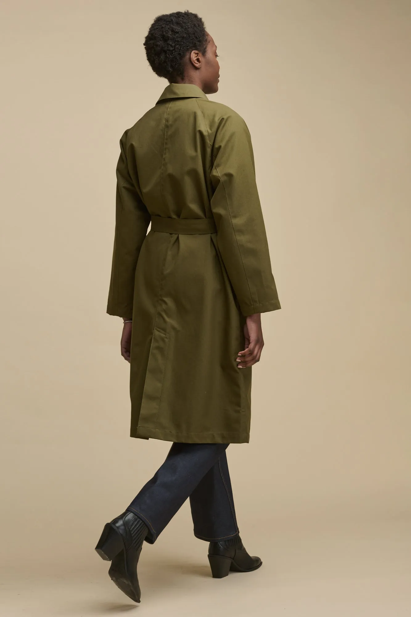 Women's Frances Belted Raglan Raincoat - Olive