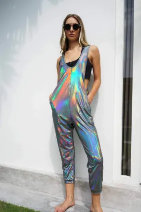 Womens Holographic Overalls - Chromatic