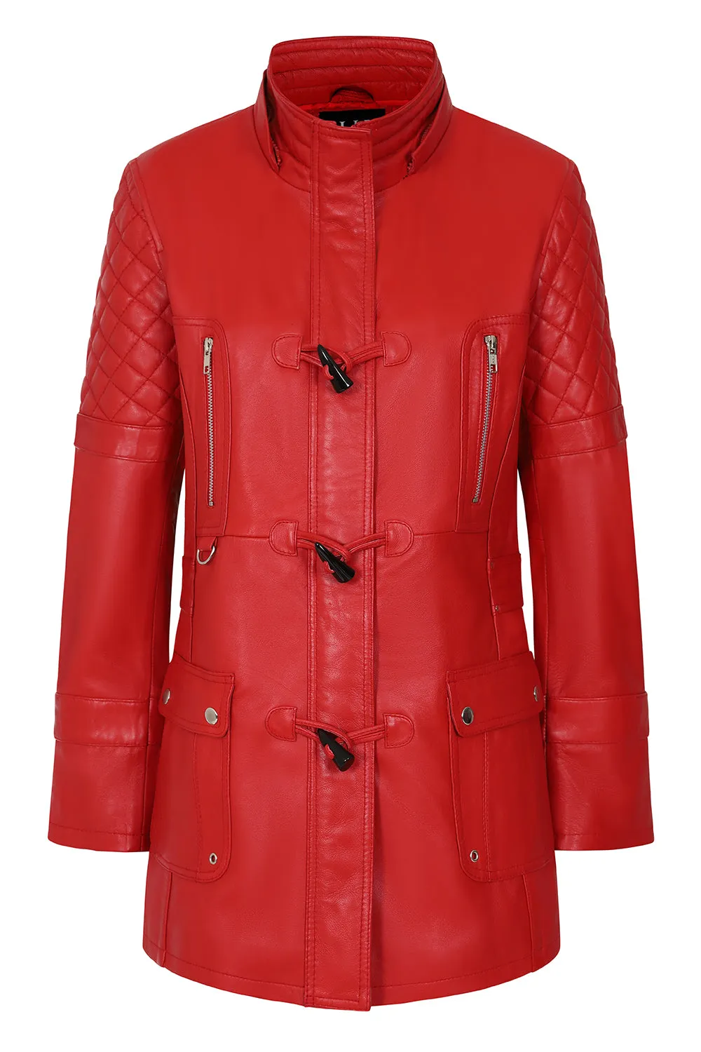 Women's Leather Jacket Red - AMY