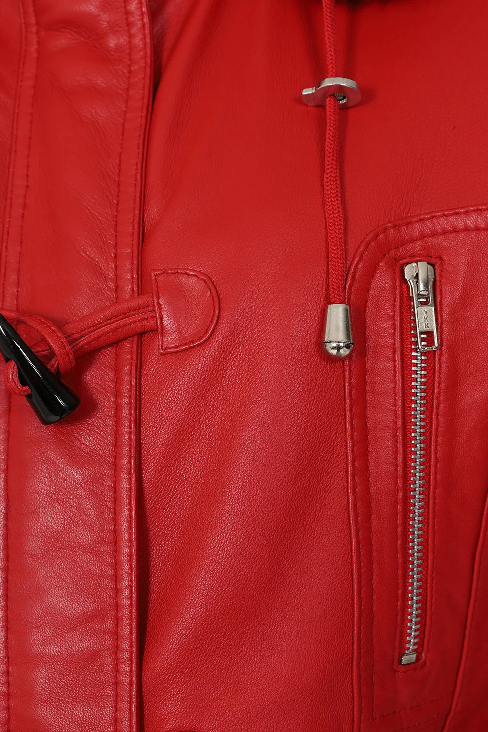 Women's Leather Jacket Red - AMY