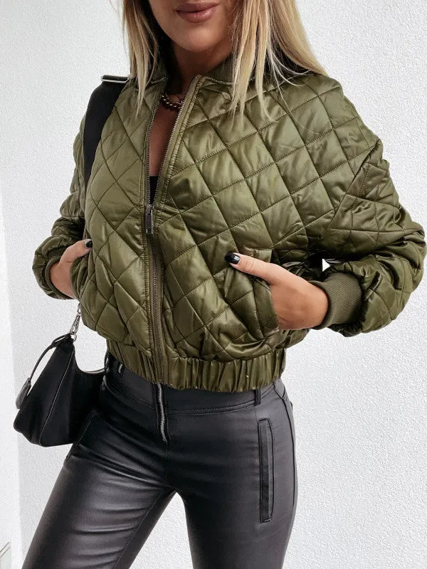 Women's Short Zip Closure Quilted Jacket