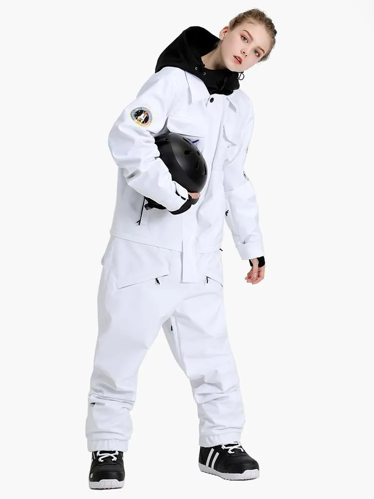 Women's Slope Star White One Piece Snowboard Suit Jumpsuit