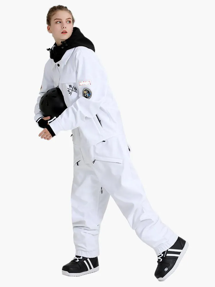 Women's Slope Star White One Piece Snowboard Suit Jumpsuit