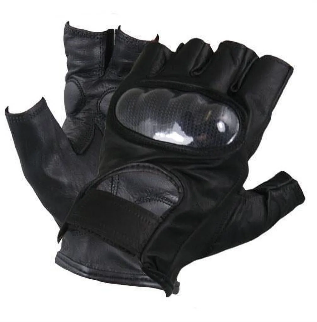 Xelement XG1475 Men's Black Knuckle Protected Leather Fingerless