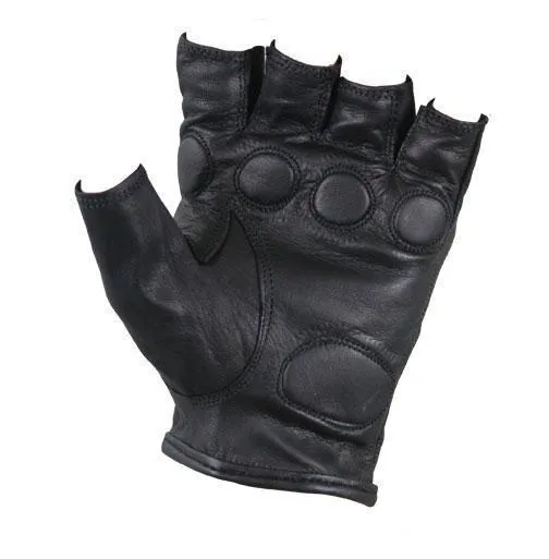 Xelement XG1475 Men's Black Knuckle Protected Leather Fingerless