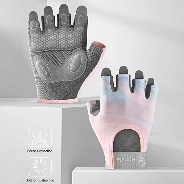 Yoga Sports Gloves Non-slip Shock-absorbing Half-finger Anti-cocoon Gloves, Size: S(Sakura Pink)