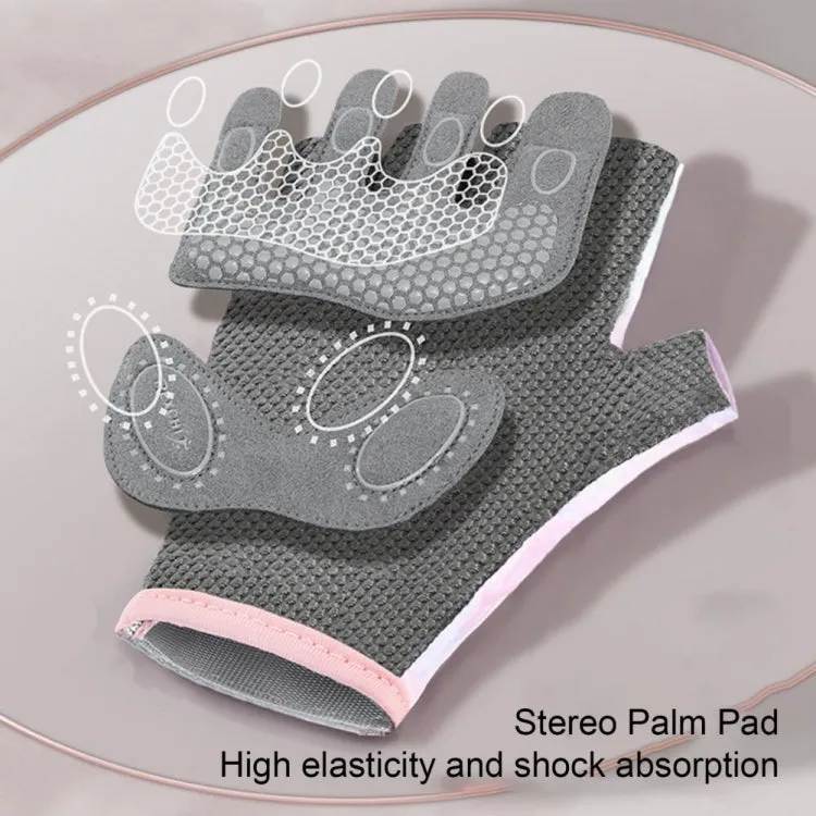 Yoga Sports Gloves Non-slip Shock-absorbing Half-finger Anti-cocoon Gloves, Size: S(Sakura Pink)