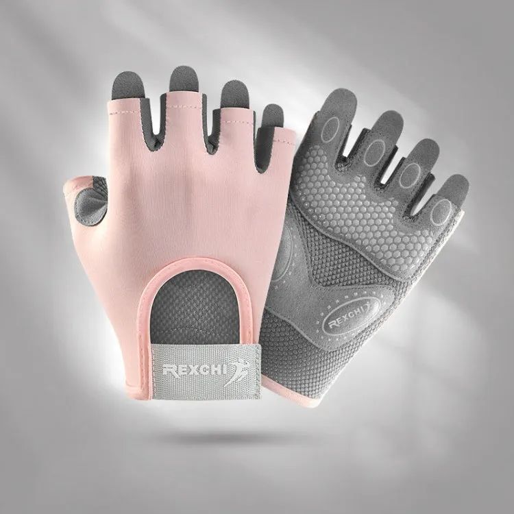 Yoga Sports Gloves Non-slip Shock-absorbing Half-finger Anti-cocoon Gloves, Size: S(Sakura Pink)